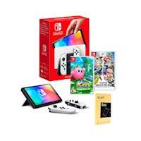 Nintendo Switch Oled Blanco + Kirby and the Forgotten Land  + Smash Bros + Mica